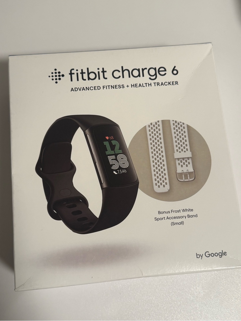 Fitbit Charge 6 Smart Fitness Tracker - Black with Obsidian + Frost White Bands